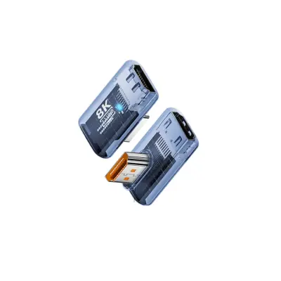 8K@60Hz HDMI 2.1 Adapter UHD Female to Male 90 Degree Left Angle - 3-Pack Blue
