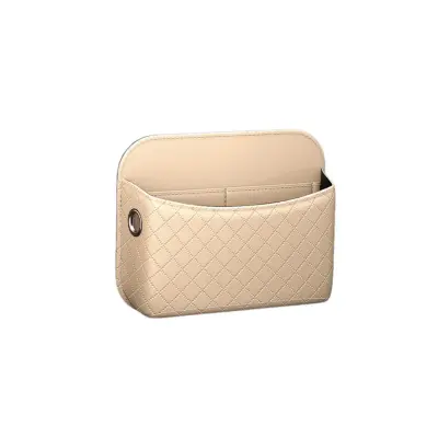Avtomobilski žametni organizator s režami za kartice in polnjenje Beige