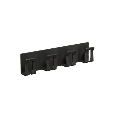 Stenski nosilec za zobne ščetke iz aluminija, 4 režice, brez vrtanja Black