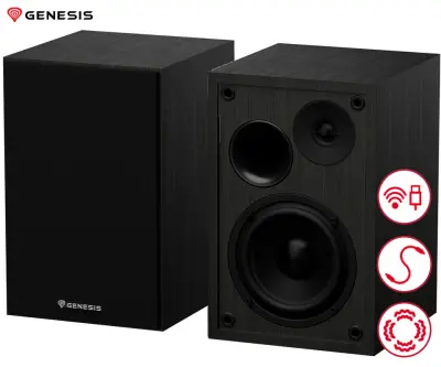 Računalniški zvočniki GENESIS ARSEN 302BT, STEREO 2.0, 20W RMS, Bluetooth 5.3, 4" woofer + 1.25" tweeter, BassReflex funkcija, črni