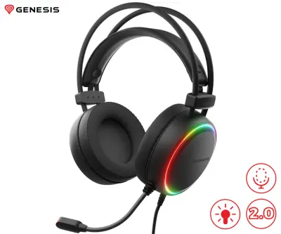 Naglavne slušalke GENESIS NEON 613 G2, gaming /pisarniške, 2.0 STEREO, RGB LED, črne