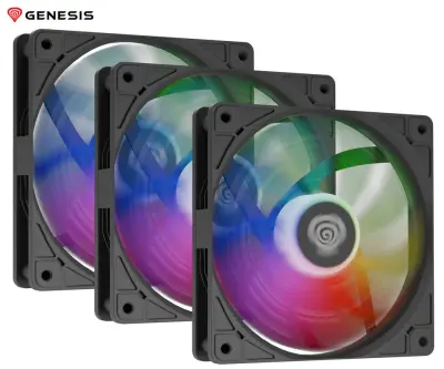 Ventilatorji za računalnik/ohišje GENESIS OXAL 120 ARGB 3-PACK, 120mm velikost, do 1450 RPM, črni