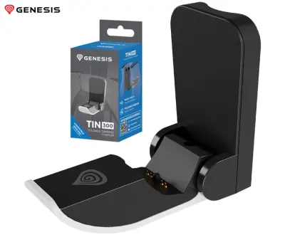 Polnilec za igralni plošček GENESIS TIN 300, za PS5, združljiv z DualSense/DualSense Edge, USB-C, črno-bel