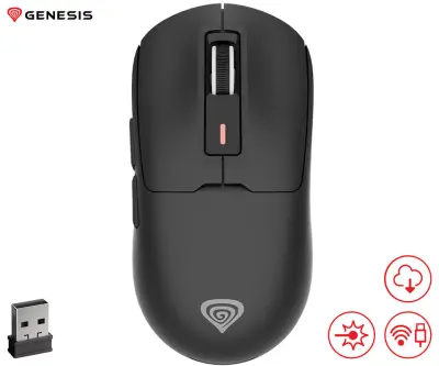 Brezžična miška GENESIS ZIRCON 660, gaming/pisarniška, 12.000DPI, USB 2.4GHz/Bluetooth/USB-C, črna