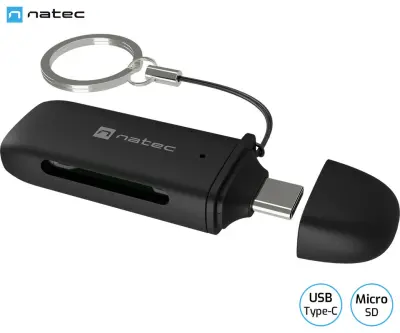 Čitalnik kartic NATEC SCARAB C, USB-C, max 2TB, 5 GB/s, microSD/SDHC/T-Flash, Plug&Play, črn