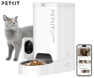 PETKIT YUMSHARE SOLO pametni dozirnik hrane, za pse / mačke, 3L prostornina, AI zaznavanje gibanja, urnik hranjenja, FHD kamera, IR Night Vision, WIF