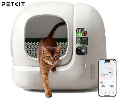 PETKIT PUROBOT MAX 3 pametno mačje stranišče, za vse velikosti, 76L prostornina, 360° varnostna zaščita, ShieldBase Leak-Guard, nadzor vonja