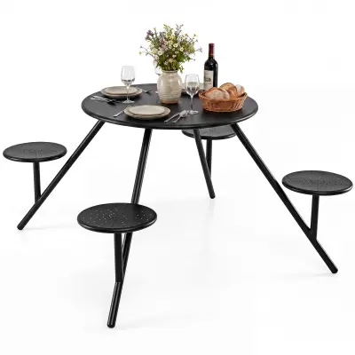 Okrogla vrtna miza s 4 sedeži Vrtna klop
