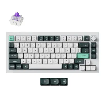 Keychron Q1 HE brezžična mehanska tipkovnica Gateron nebula mag stikala RGB Bela (Q1H-P1-UK)
