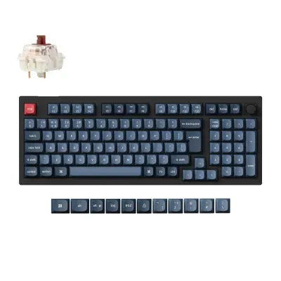 Keychron V5 Max brezžična mehanska tipkovnica Gateron Jupiter rjava stikala RGB PBT Črna (V5M-D3-UK)