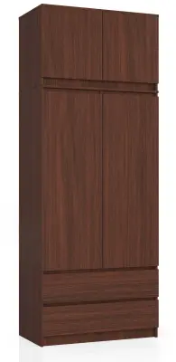 Akord Garderobna Omara Z Nadgradnjo, 2 Vrata In 2 Predala, Wenge