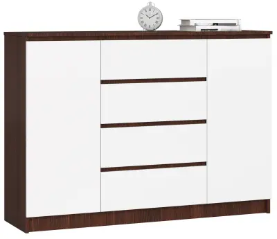 Akord Komoda, 2 Vrata In 4 Predali, Wenge/Bela