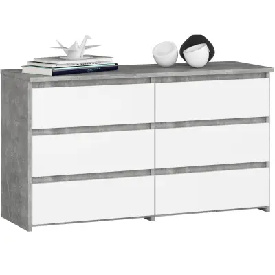 Akord Cl100 Komoda, 6 Predalov, Beton/Bela