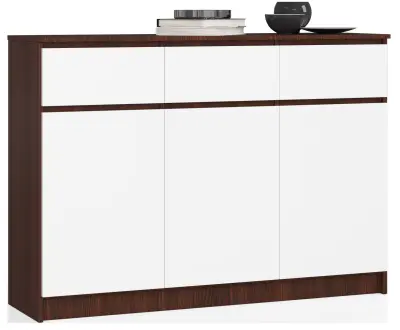 Akord Komoda, 3 Vrata In 3 Predali, Wenge/Bela