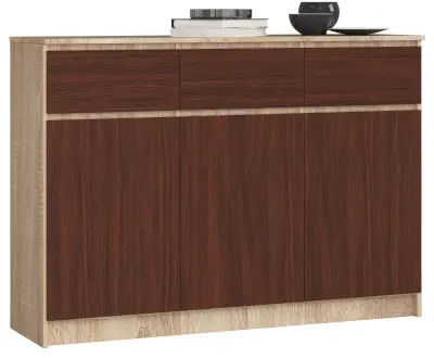 Akord Komoda, 3 Vrata In 3 Predali, Hrast Sonoma/Wenge