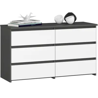 Akord Cl100 Komoda, 6 Predalov, Siva/Bela