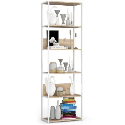 Akord Regal V Loft Slogu Iz Kovine, Bela/Hrast Sonoma