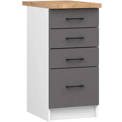 Akord Oliwia Kuhinjska Spodnja Omarica, 4 Predali In Delovni Pult, Bela/Grafitno Siva