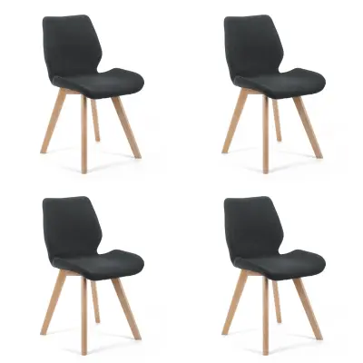 Akord Sj.0159 Oblazinjeni Stoli Z Lesenimi Nogami, Komplet 4 Stolov, Črna