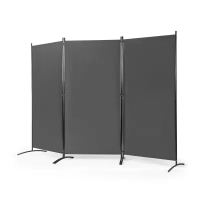 Zložljiv zaslon za delitev prostora 260x180cm z stabilnim kovinskim okvirjem - siva