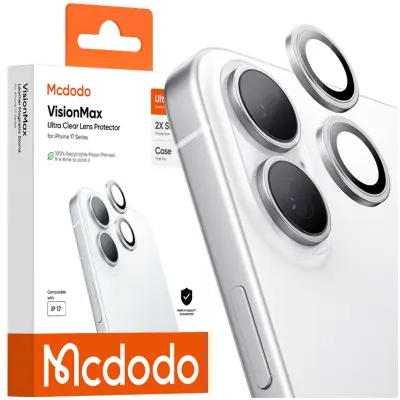 MCDODO KALJENO STEKLO ZA ZAŠČITNO KAMERO ZA APPLE IPHONE 17, ZADNJE STEKLO, SREBRNA