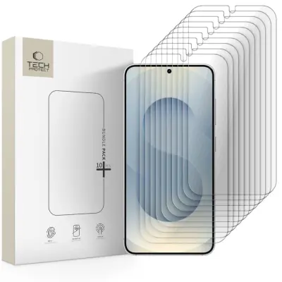 KALJENO STEKLO TECH-PROTECT ZA GALAXY S24 S25, PAKIRANJE 10 KOSOV, ZAŠČITA CELOTNEGA ZASLONA