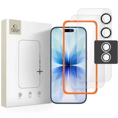 TECH-PROTECT KALJENO STEKLO EASY SET+ 3-PAKET ZA IPHONE 17 Z ZAŠČITO