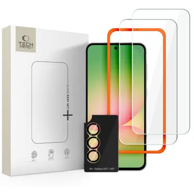 KALJENO STEKLO TECH-PROTECT ZA GALAXY A37 5G, 3-PAKET, ENOSTAVEN SET + ZASLON