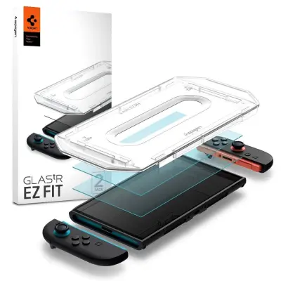 SPIGEN KALJENO STEKLO GLAS.TR EZ FIT 2-PAKET ZA ZAŠČITO NINTENDO SWITCH