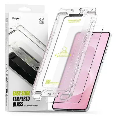 KALJENO STEKLO RINGKE ZA ENOSTAVNO DRSNJENJE, 2 ETUI ZA SAMSUNG GALAXY S25 EDGE