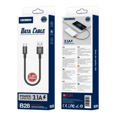 JELLICO USB-C KABEL 3.1A B28 0.3M ZA ANDROID TELEFONE S HITRIM POLNJENJEM