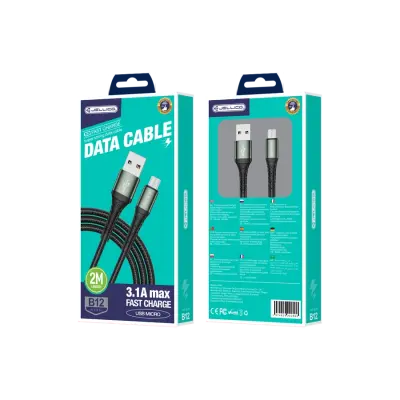 JELLICO MICRO USB KABEL ZA HITRO POLNJENJE TELEFONOV IN TABLIČNIH RAČUNALNIKOV, 2 METRA