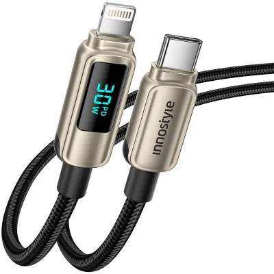 INNOSTYLE USB-C LIGHTNING KABEL Z ZASLONOM ZA IPHONE 12 13 14 30W 1M