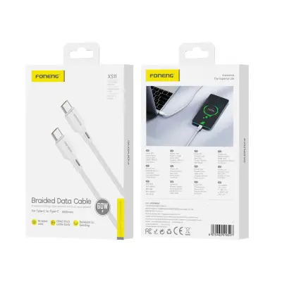 FONENG USB-C KABEL USB-C ZA PRENOSNIK IN TELEFON PD 60W 1M HITER PRENOS PODATKOV
