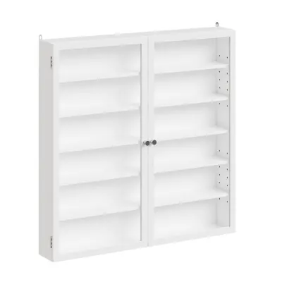 Stenska vitrina z vrati Bela 80x12x80cm FSB113-H-W