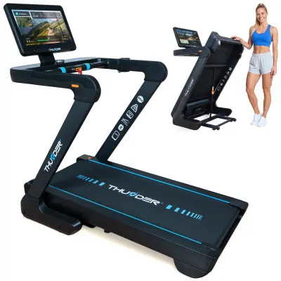 Električna tekalna steza THUNDER ELION-S-TFT-BLACK – 4 HP, 20 km/h, 21,5" TFT, WiFi