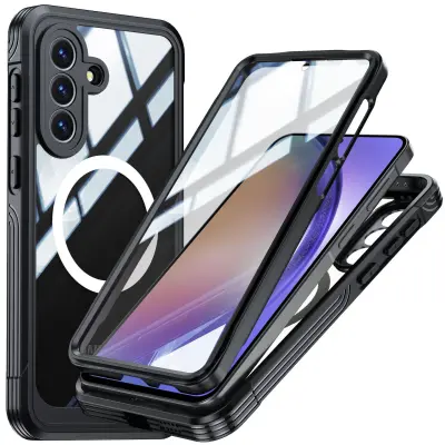Odprta emb - ovitek za Samsung Galaxy A57 5G,ohišje podpira brezžično polnjenje,prozorno 360 polno zaščitni,proti padcu in trku združljiv z MagS