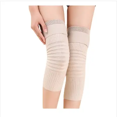 3D upognjeni kolenski grelniki iz flisa - Zimska toplotna zaščita nog, Unisex Beige L