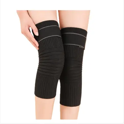 3D upognjeni kolenski grelniki iz flisa - Zimska toplotna zaščita nog, Unisex Black L