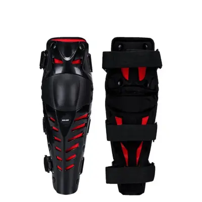 Motoristični tridelni kolenski ščitniki PE z EVA blaženjem Black/Red
