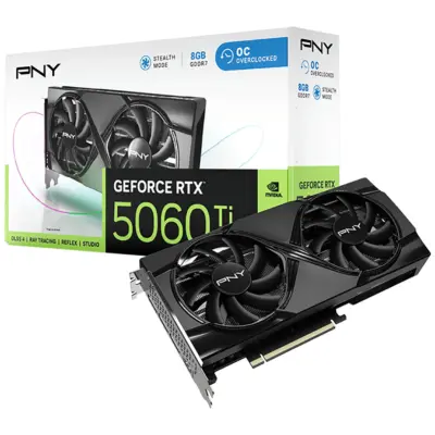 PNY GeForce RTX 5060 Ti 8GB Overclocked Dual Fan DLSS4 grafična kartica, PCIe 5.0, 1xHDMI 2.1b, 3xDisplayPort 2.1b