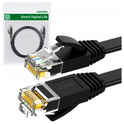 UGREEN NW102 ETHERNETNI PLOŠČATI OMREŽNI KABEL RJ45, CAT.6, UTP, 3M (ČRN)