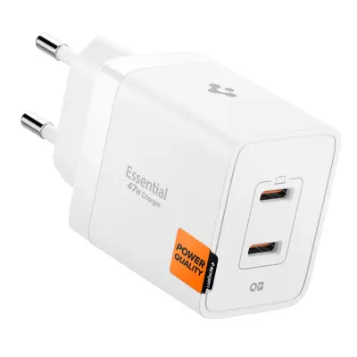 SPIGEN ESSENTIAL 47W 2-PORTNI STENSKI POLNILEC ZA IPHONE IN SAMSUNG