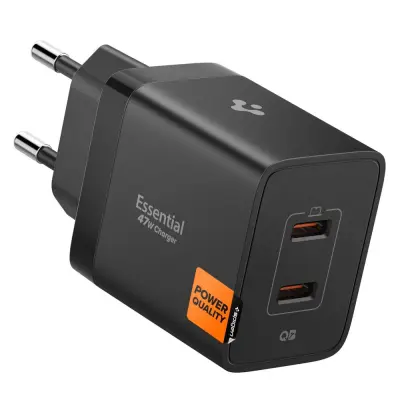 POLNILEC SPIGEN MAGSAFE 47W Z 2 PRIKLJUČKOMA ZA IPHONE 12, 13 IN 14, HITRO POLNJENJE