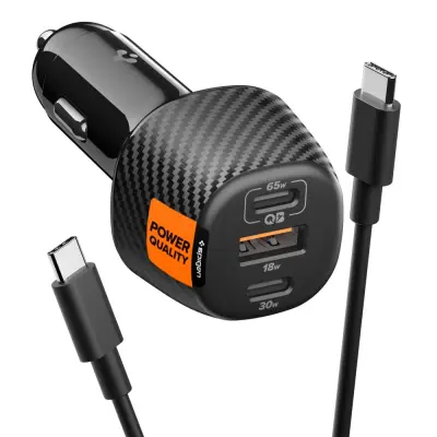 SPIGEN EV1133 3-PORTNI AVTO POLNILEC ZA IPHONE 12 13 14