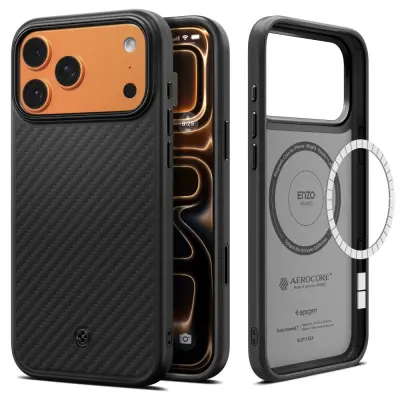 OVITEK SPIGEN ENZO ARAMID T MAGSAFE ZA IPHONE 17 PRO Z ZAŠČITO PRED VIJAKI