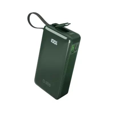 SBS POWERBANK 10000 MAH 20W Z VGRAJENIM USB-C KABLOM IN ZASLONOM