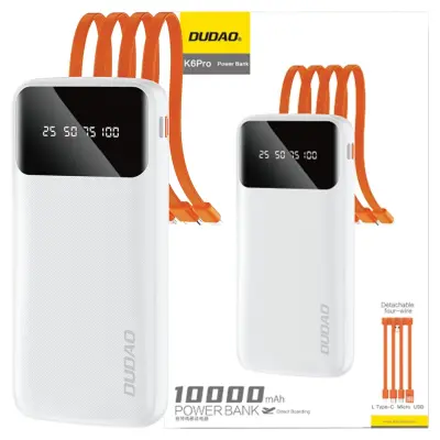 DUDAO POWERBANK K6PRO 10000MAH ZA TELEFONE USB C NA LIGHTNING S KABLOM
