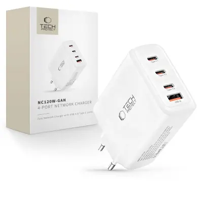 TECH-PROTECT 4-PORTNI PD 120W STENSKI POLNILEC ZA TELEFONE IN PRENOSNIKE
