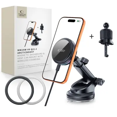 BREZŽIČNI AVTOMOBILSKI POLNILEC TECH-PROTECT V9 ARCTICBOOST MAGNETIC QI 25 W
